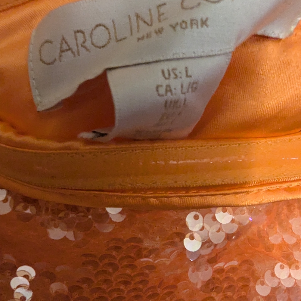 Caroline Constas Shimmering Orange Sequin Midi Dress - Picture 9 of 9
